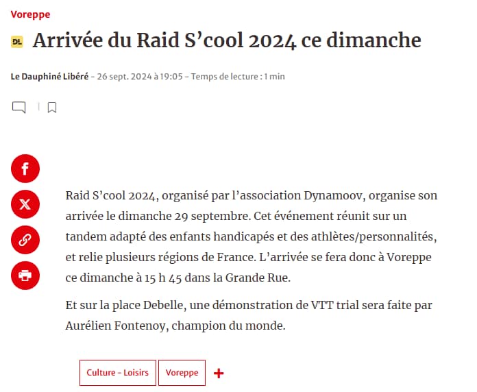 Arrivée du Raid S’cool 2024 ce dimanche